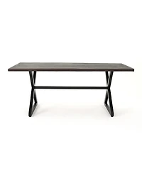 Mondawe 70.50 Inches Outdoor Aluminum Dining Table with Steel Frame and X-Base