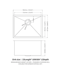 Flynama 23x18x12inch Laundry Sink Undermount Utility Tub Stainless Steel Deep Single Bowl 16 Gauge