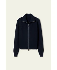 Lilysilk Women's Ribbed-knit Turtleneck Zip Cardigan