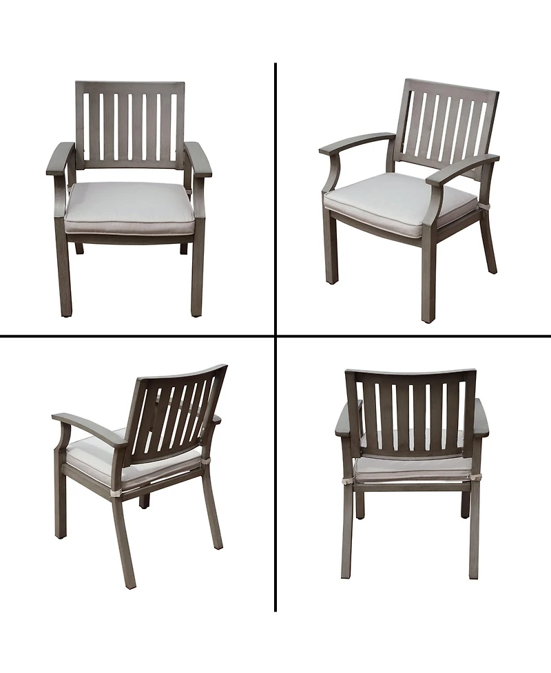 Mondawe Outdoor Modern Aluminum Frame Stationary Dining Chair With Gray Cushioned Seat (Set of 2)