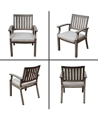 Mondawe Outdoor Modern Aluminum Frame Stationary Dining Chair With Gray Cushioned Seat (Set of 2)