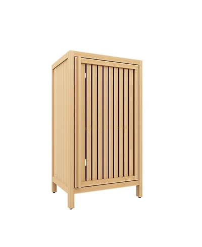 Bathroom Bamboo Storage Cabinet - Freestanding Floor Cabinet with Door and Shelf