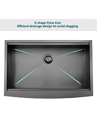 33x22inch Matte Black Farmhouse Kitchen Sink Stainless Steel Single Bowl Workstation Accessory Kit