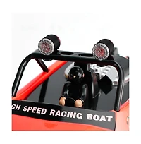 Bruce & Shark 2.4GHz Rc Jet Speedboat, 10 mph High-Speed Racing Boat with Safe Enclosed Propeller