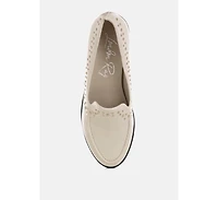 London Rag Womens Gonia Studded Faux Leather Loafers