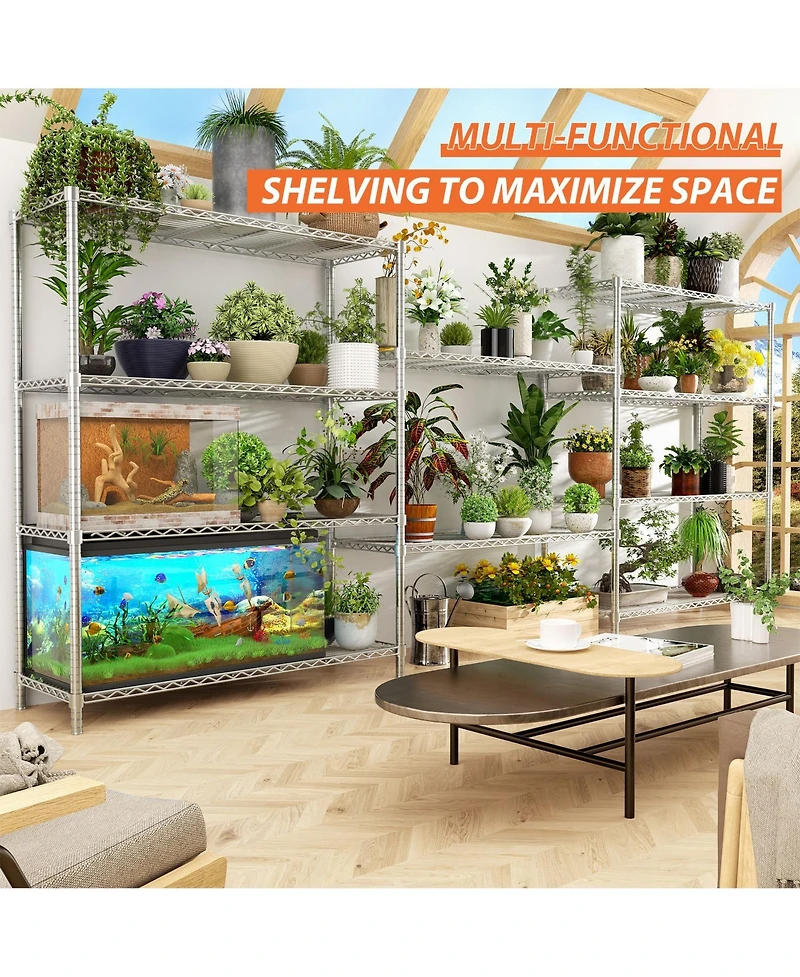 5-Tier 48 in W x 72 in H x 20 in D Height Adjustable Garage Wire Shelving Unit