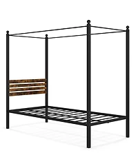 Gymax 4-Post Canopy Bed Frame Rustproof Metal Noise-free with Foot Pads