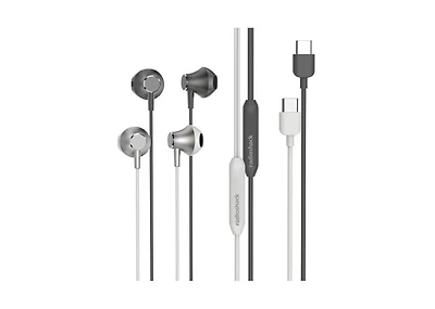 RadioShack 2 Pack (1 Gray and 1 White) In-Ear Earphones with Type-c Inputs For All Smart Phones