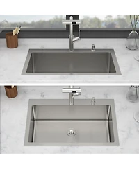 flynama 30x22x10 Inch Drop In Kitchen Sink Single Bowl 16 Gauge T304 Stainless Steel Topmount With Pull Out Faucet And Soap Dispenser