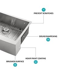 flynama 33x21x10inch Brushed Nickel Farmhouse Kitchen Sink Stainless Steel Apron Front 16 Gauge