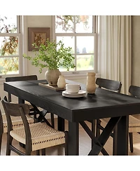 Tribesigns Rectangle Dining Table for 4-6 People, Farmhouse Thick Appearance Design, Rectangular Kitchen Dinner Table