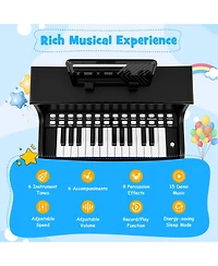 Slickblue 25 Keys Kids Piano Keyboard with Stool Mini Adjustable Speed and Volume