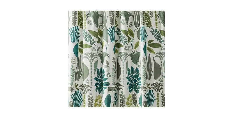 Slickblue Cotton Poly Shower Curtain with Herb and Floral Leaves, 72-Inch