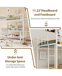 gaomon Twin Loft Bed Frame with Ladder And Guardrail, 400 lbs Heavy Duty Metal Bed, Space Saving, Easy Assembly