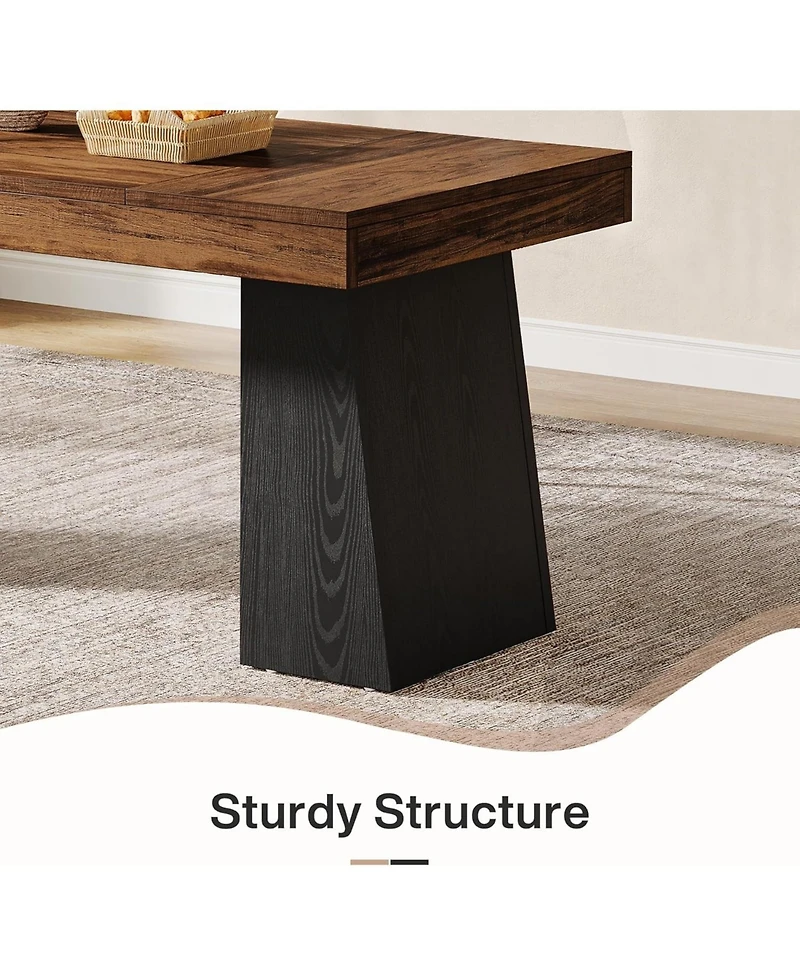 Tribesigns Dining Room Table for 4-6, 55-Inch Mid-Century Modern Dining Table with Double Pedstral, Rectangular Wood Kitchen Dinner Table