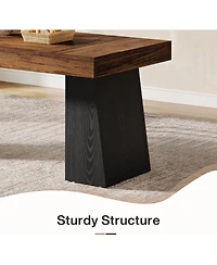 Tribesigns Dining Room Table for 4-6, 55-Inch Mid-Century Modern Dining Table with Double Pedstral, Rectangular Wood Kitchen Dinner Table