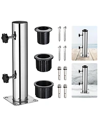 LAGarden Patio Umbrella Stand Stainless Steel Deck Mount Parasol Base for Granite Outdoor Railing Balcony Courtyard Poolside