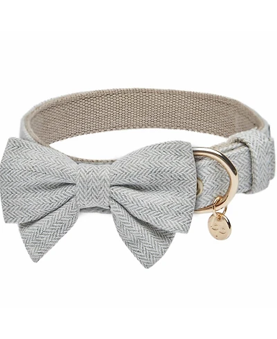 Blueberry Pet Textured Tweed Dog Collar With Detachable Bowtie Accessory