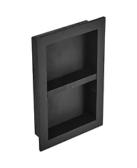 Volenca Shower Niche, Ready for Tile, 16" x 24", Double Shelf, Recessed Wall Insert, Sealed Waterproof, Square Corners, Black