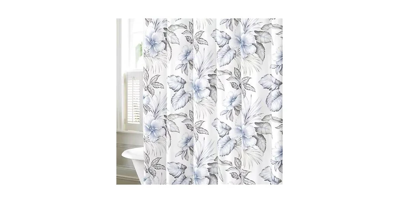 Slickblue 72-Inch Tropical Botanical Floral Cotton Shower Curtain