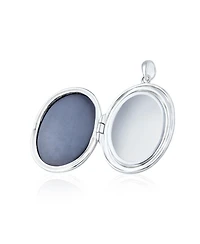 Bling Jewelry Victorian Style Blue Black White Loving Family Mother Child Cameo Locket Pendant Necklace Sterling Silver