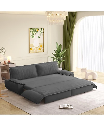 Maison Boucle Corduroy Queen Sleeper Sofa Bed with Pull-Out for Small Spaces