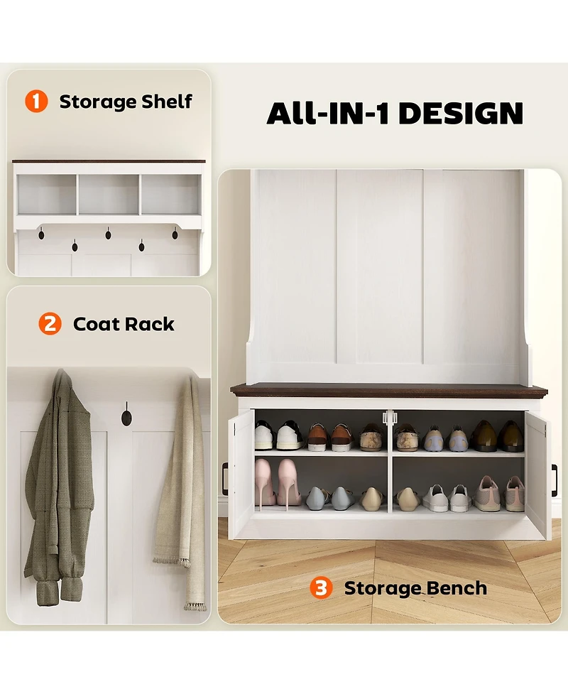 Homcom Hall Tree with Shoe Storage, Coat Rack with Shoe Bench,