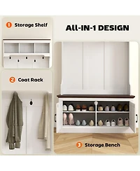 Homcom Hall Tree with Shoe Storage, Coat Rack with Shoe Bench,