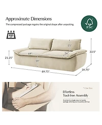 Hulala Home Enrique Modern 90"W Oversized Compressed High-density Foam Sofa and No Assembly Needed