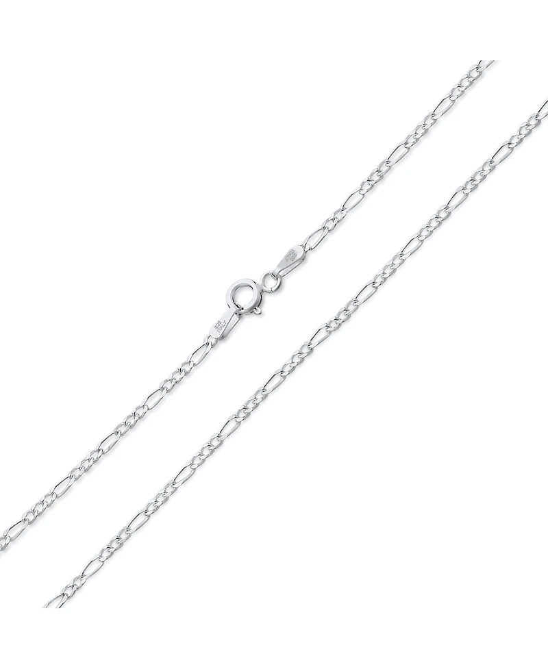 Bling Jewelry Classic Thin Lightweight 1.5MM Solid Figaro Link Chain Necklace .925 Sterling Silver 24 Inch