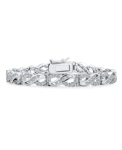 Bling Jewelry Traditional Romantic Cubic Zirconia Cz Infinity Tennis Bracelet .925 Sterling Silver