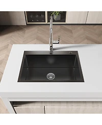 flynama 23x19inch Black Stainless Steel Kitchen Sink Undermount Single Bowl Handmade