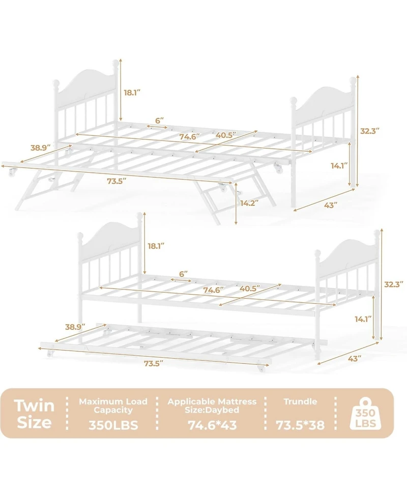gaomon Easy Assembly Twin Daybed Space Saving, for Living Room