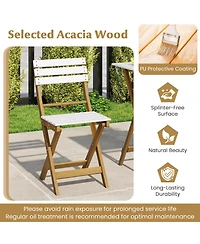 Costway 3-Piece Folding Patio Bistro Setwith Slatted Design Small Outdoor Furniture Set