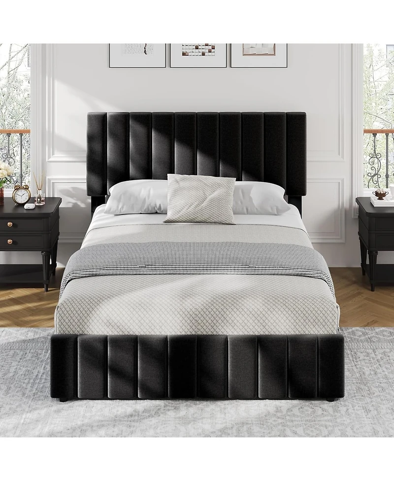 gaomon Easy Assembly Queen Size Upholstered Bed Frame Space Saving, for Living Room
