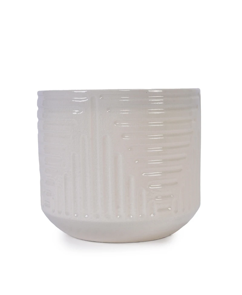 Clihome Handmade Ceramic Planter Pot for Monstera & Fiddle Leaf Fig,16 Inch Breathable Indoor/Outdoor Plant with Textured Design