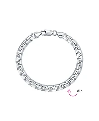 Bling Jewelry Solid Heavy Fancy Box Franco Link Chain Bracelet .925 Sterling Silver Made In Italy 8 Inch