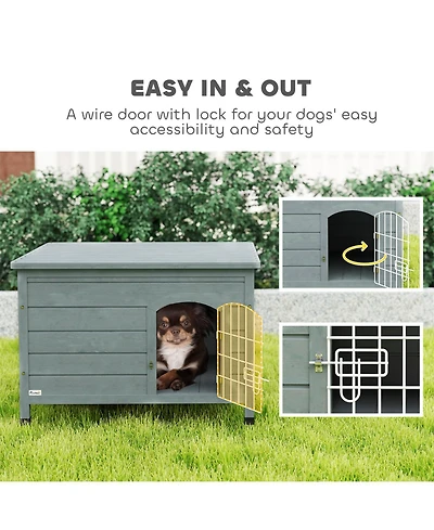 Aostirmotor Dog Cage Kennel Wire Door with Lock in Dark Grey