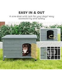 Aostirmotor Dog Cage Kennel Wire Door with Lock in Dark Grey