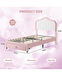 gaomon Twin Size Led Upholstered Bed Frame Space Saving, for Living Room, Guest Room