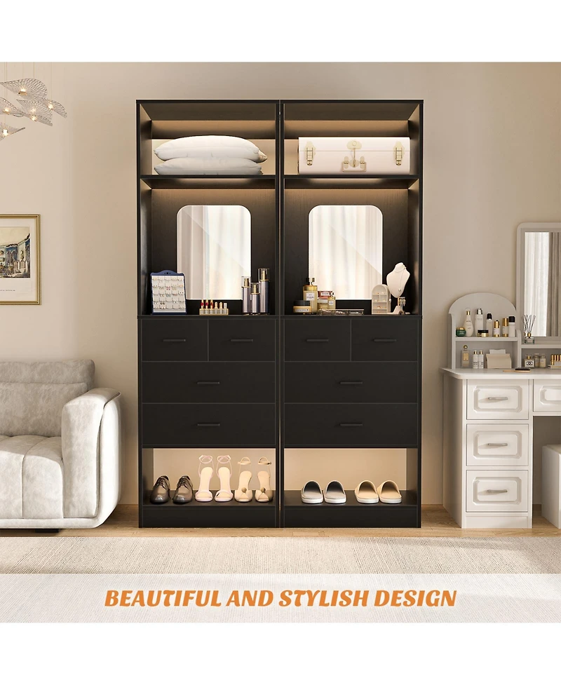 Aheaplus Closet System with Mirror and Drawers
