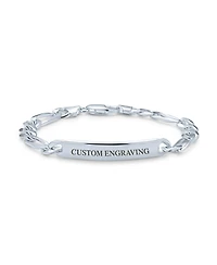 Bling Jewelry Id Identification Bracelet 6.5 Mm Figaro Chain Link .925 Sterling Silver Made Italy