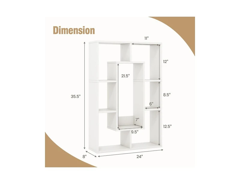 7-Cube Geometric Bookshelf Modern Decorative Open Bookcase