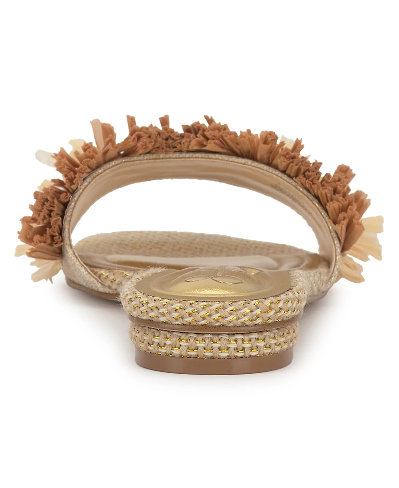 Jessica Simpson Women's Danive Raffia Fringe Flat Slide Sandals