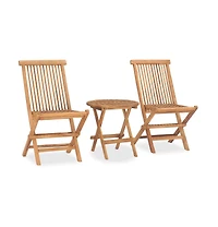 3 Piece Folding Patio Dining Set Solid Teak Wood