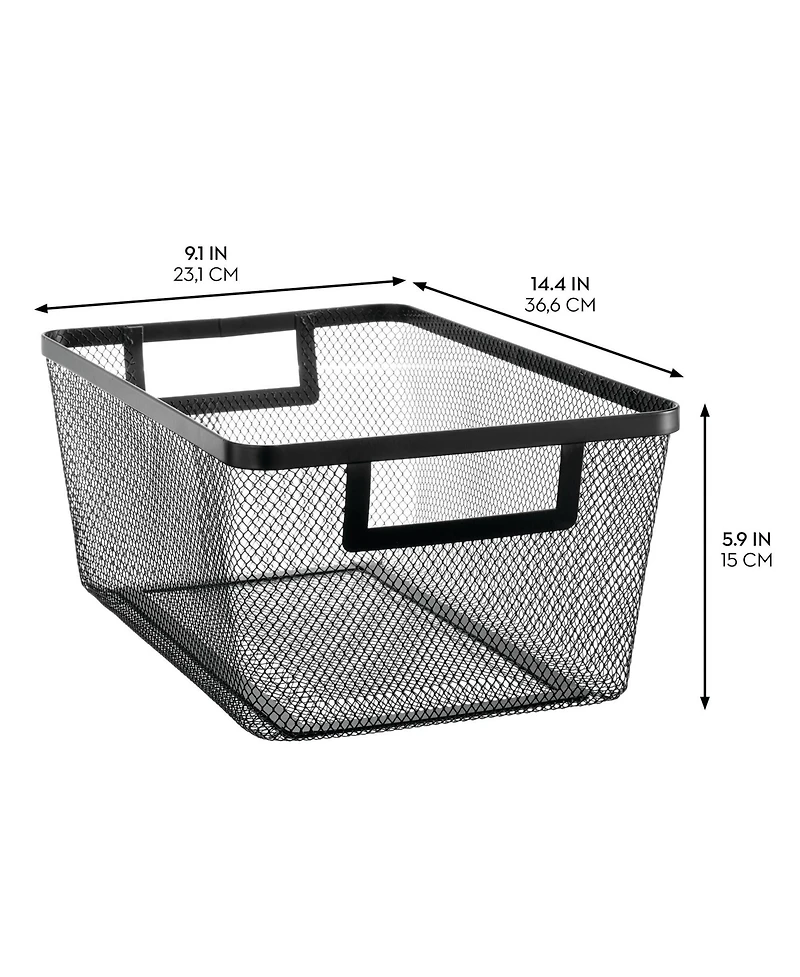 mDesign Metal Mesh Pantry Basket with Handles - Set of 2