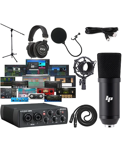 LyxPro AudioBox 96 Usb 2.0 Recording Studio Bundle – Interface, Condenser Mic, Headphones, Stand & Studio One