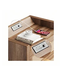 gaomon Nightstands Set Of 2 With Rattan Drawer Modern Night Stand For Bedrooms Wooden 2 Drawer Bedside Table Side Table