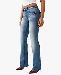 True Religion Women's Billie Mid Rise Straight Flap Jeans