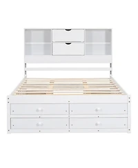 Boyel Living King Size Platform Bed with Storage Headboard and 8 Drawers